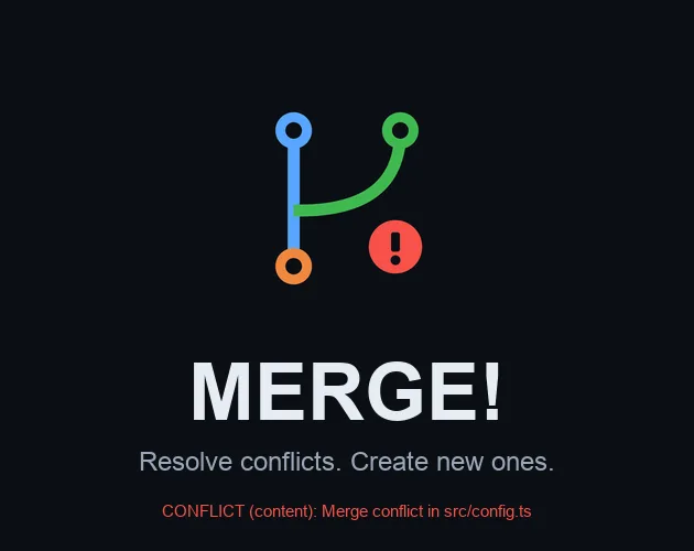 Merge! Resolve Conflicts：带冲突警告标志的 git 分支图标