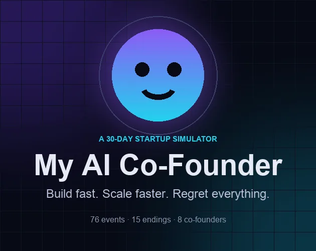 My AI Co-Founder：霓虹网格上一张微笑的 AI 脸